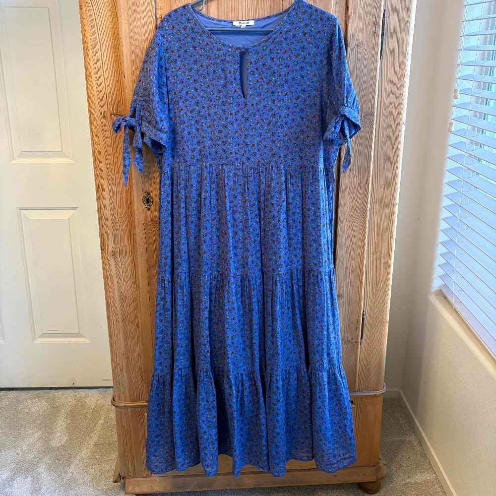 Madewell Blue Cotton Floral Prairie Dress - Size L